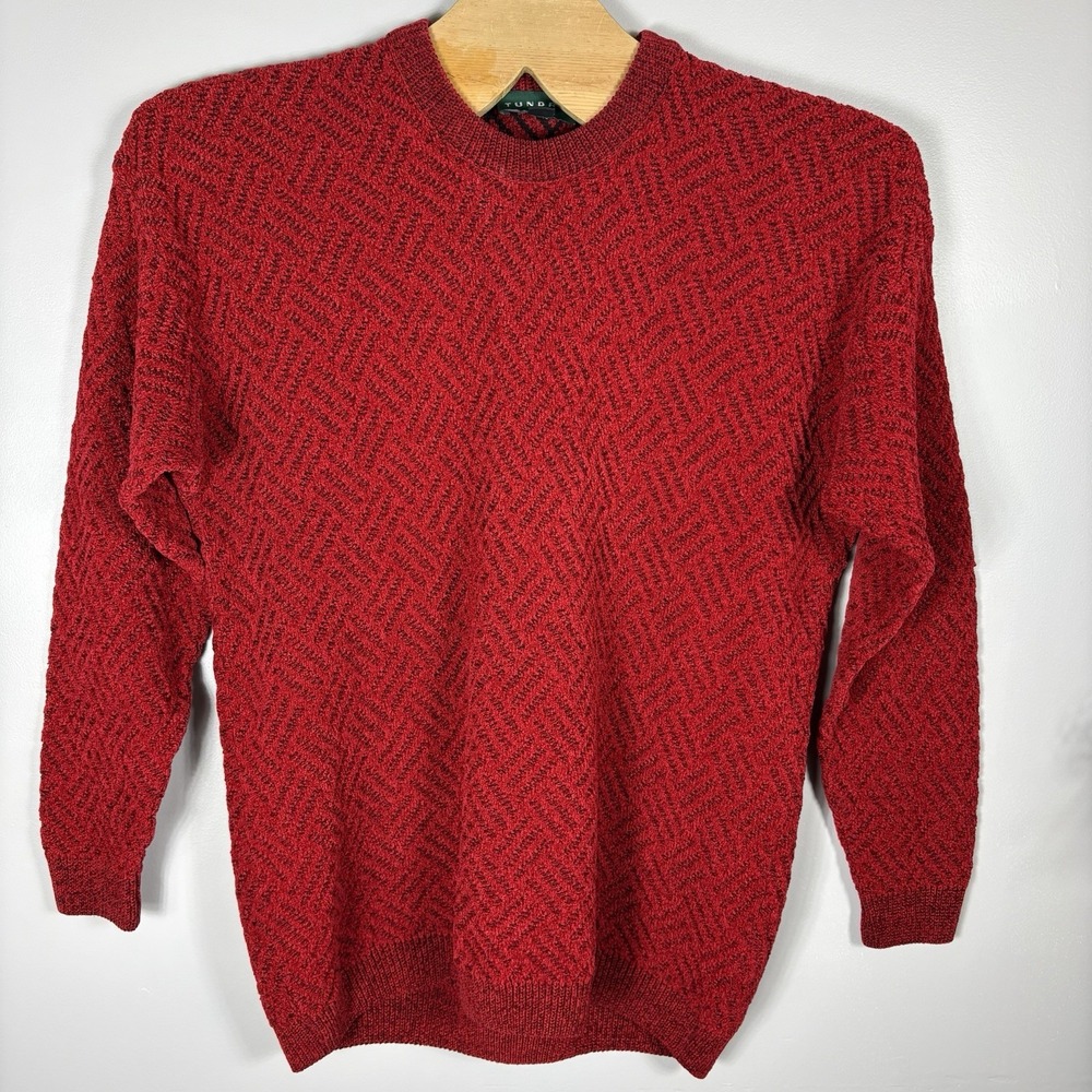 Tundra Men's 2XLT Red Crew Neck Chunky Knit Herringbone Pullover Sweater Canada